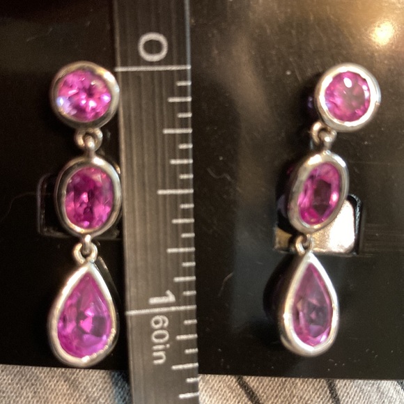 Sterling silver pink ice earrings - Picture 6 of 7
